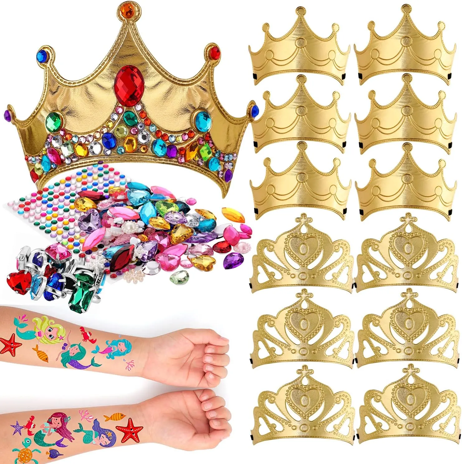 Richness Kids Crown Craft DIY Tiaras Make Your Own Crowns at Birthday Party Favours 12pcs (Gold) 