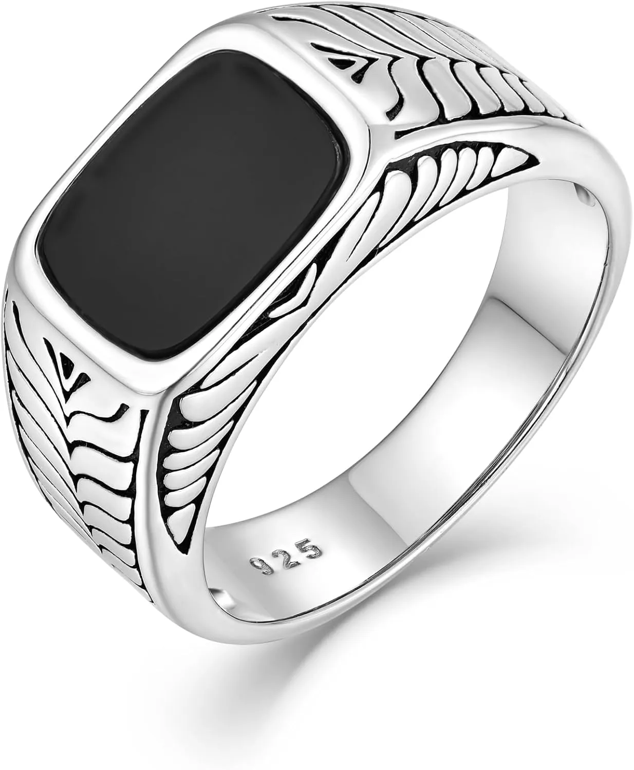 Ring for Men Wedding Promise 925 Sterling Silver Ring Men Square Cubic Zirconia Rings Diamond Jewelry Birthday Gifts for Him Husband