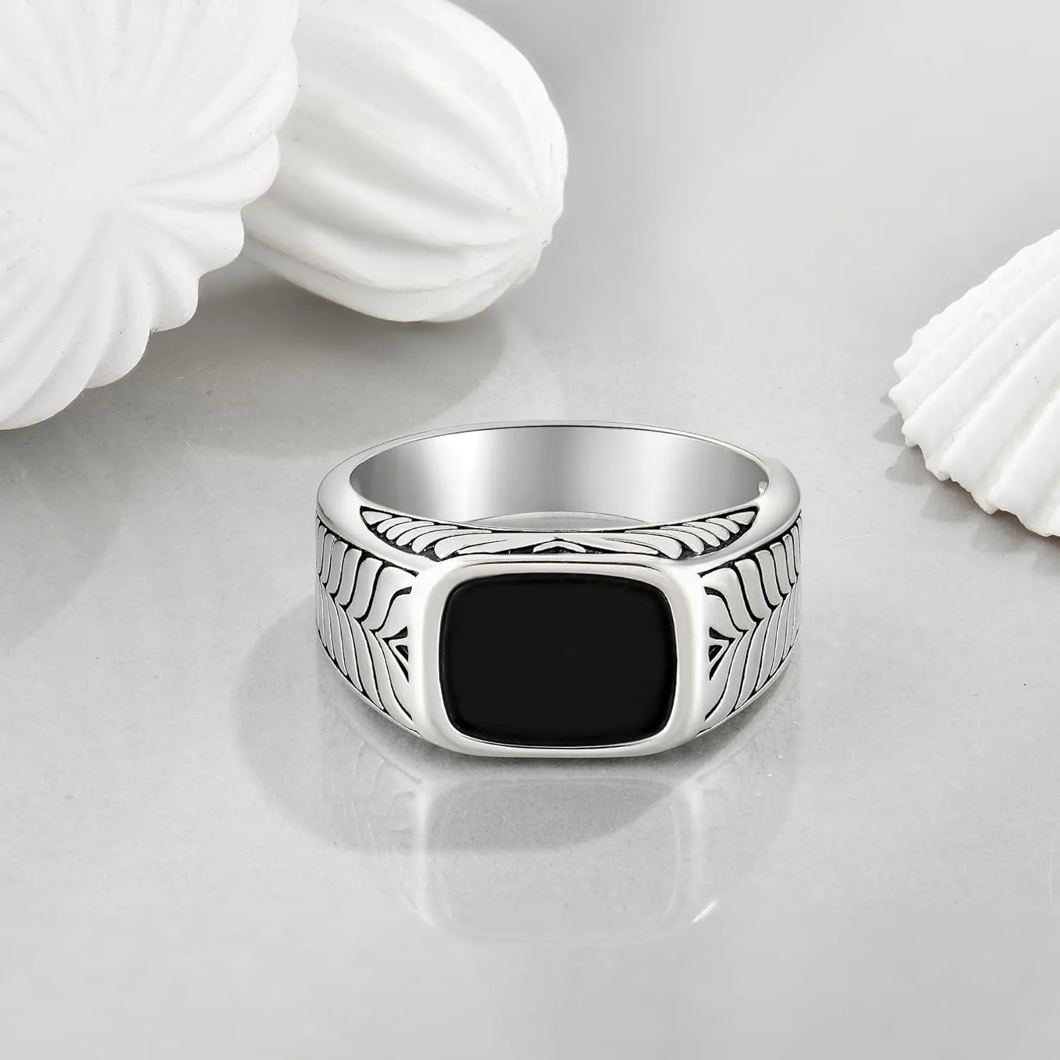 Ring for Men Wedding Promise 925 Sterling Silver Ring Men Square Cubic Zirconia Rings Diamond Jewelry Birthday Gifts for Him Husband