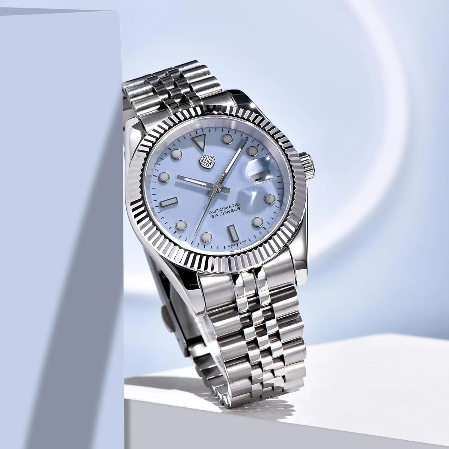 RollsTimi Men's Watches Luxury Men's Automatic Watches NH35A Movement 10Bar Waterproof Luminous Sapphire Glass Stainless Steel Strap Business Work Sports Casual Dress Watches Elegant Gifts for Men
