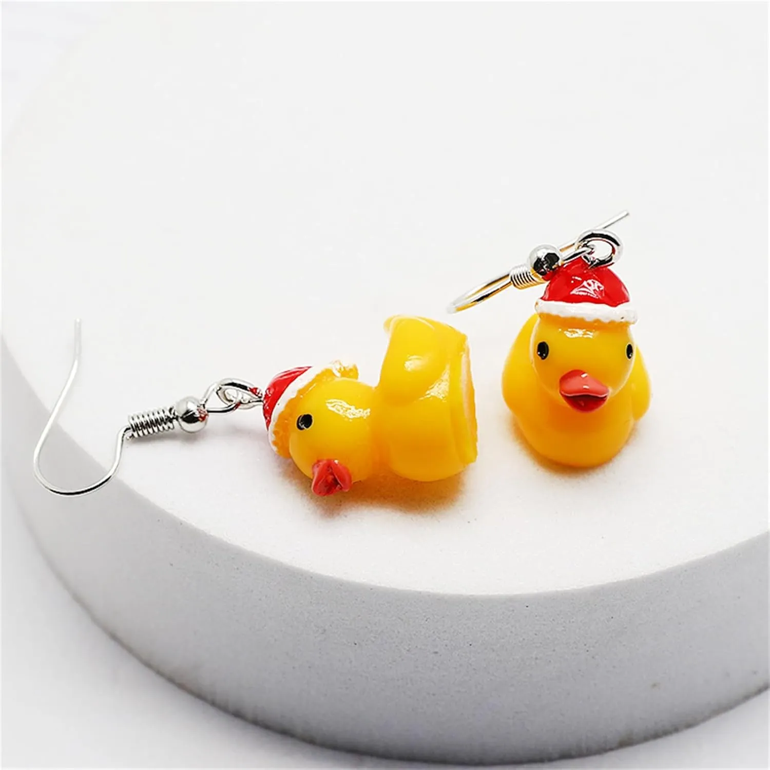 Rubber Duck Earrings Cool Weird Creative Cute Yellow Duck Dangle Drop Earrings Funny Unique Personalized Animal Resin Jewelry Gift for Women