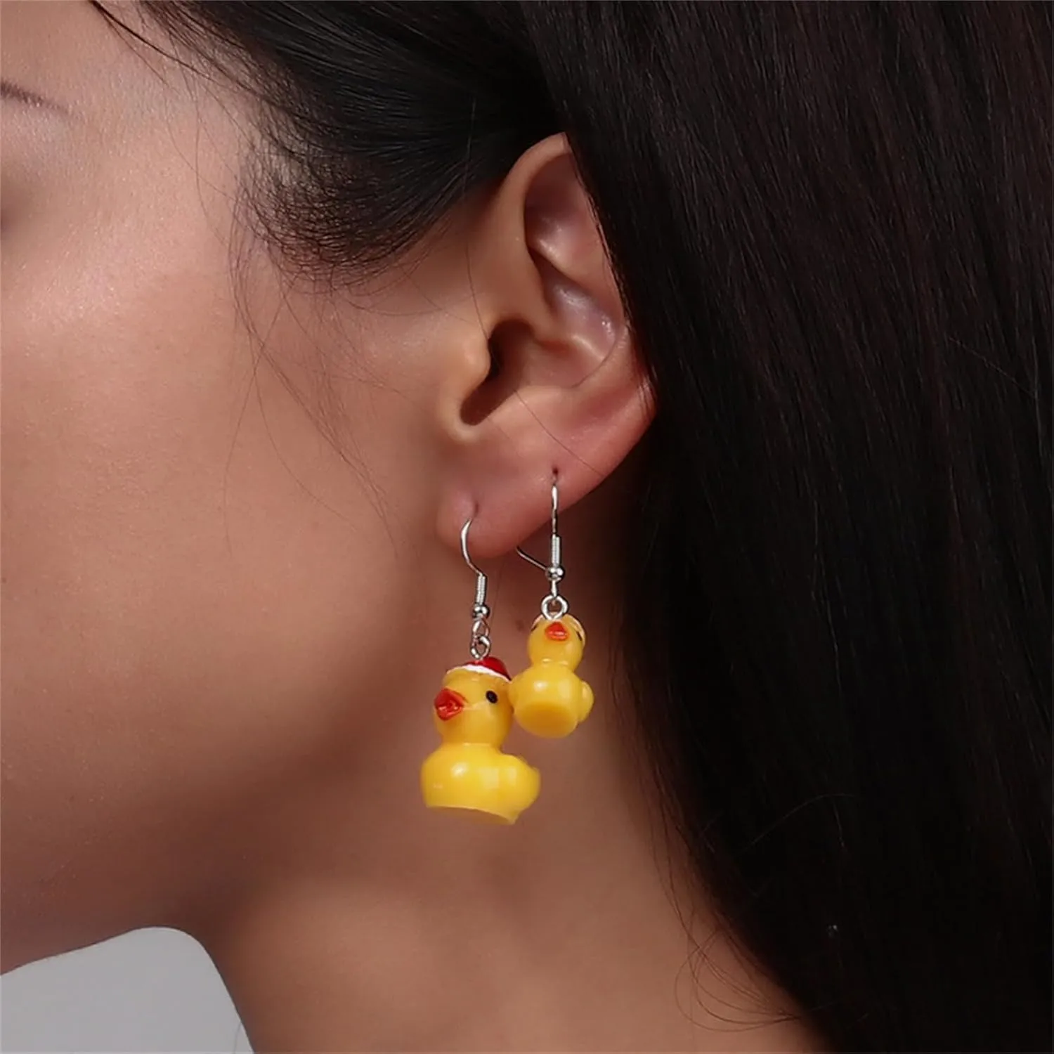 Rubber Duck Earrings Cool Weird Creative Cute Yellow Duck Dangle Drop Earrings Funny Unique Personalized Animal Resin Jewelry Gift for Women