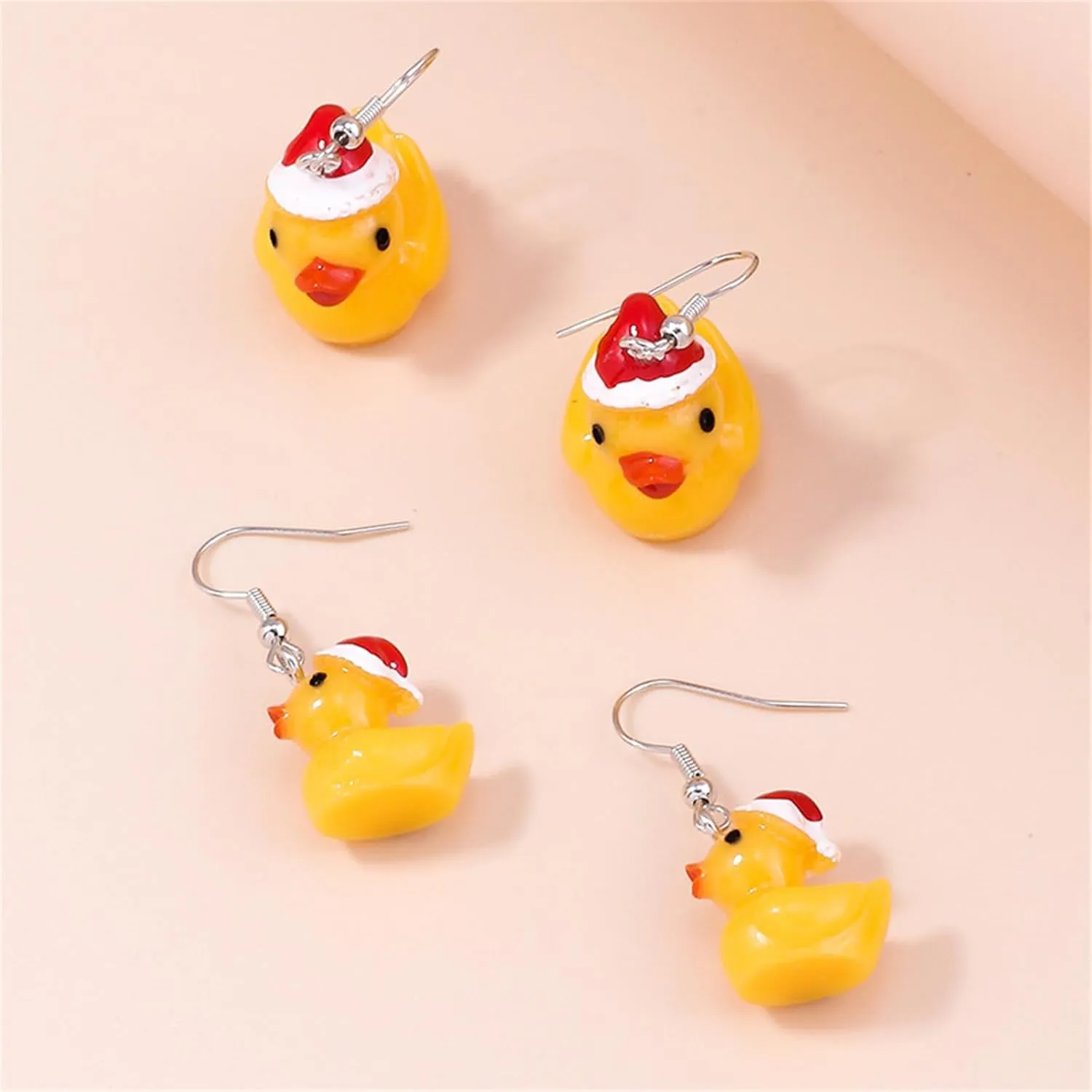 Rubber Duck Earrings Cool Weird Creative Cute Yellow Duck Dangle Drop Earrings Funny Unique Personalized Animal Resin Jewelry Gift for Women