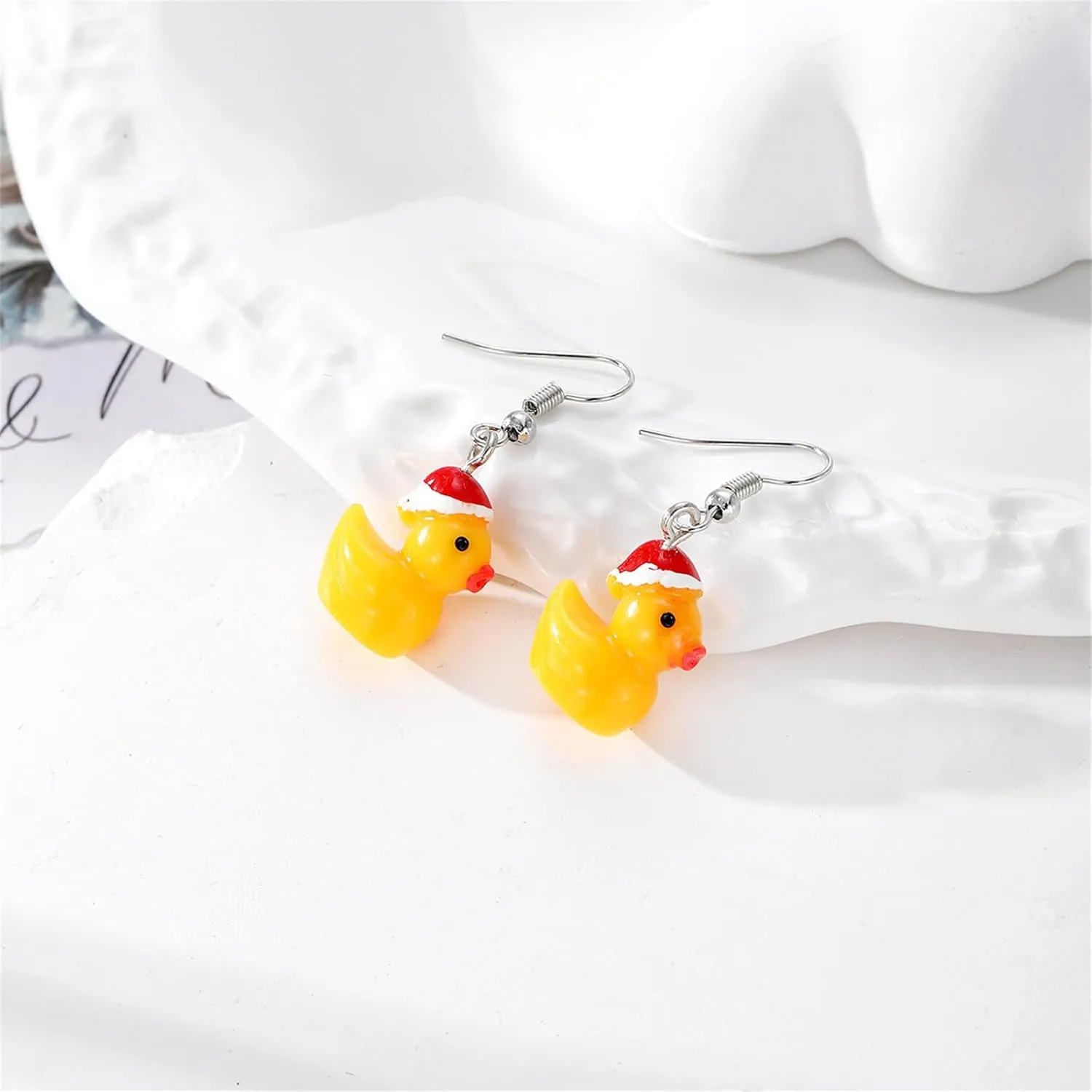 Rubber Duck Earrings Cool Weird Creative Cute Yellow Duck Dangle Drop Earrings Funny Unique Personalized Animal Resin Jewelry Gift for Women