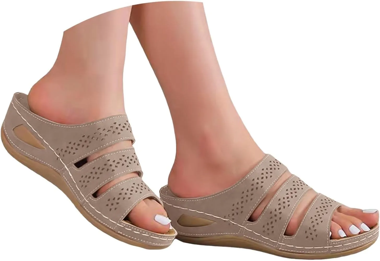 Sandals for Women 2025 Dressy Hollow Wedge Wide Sandal Womens Breathable Slippers Arch Support Orthopedic Shoes