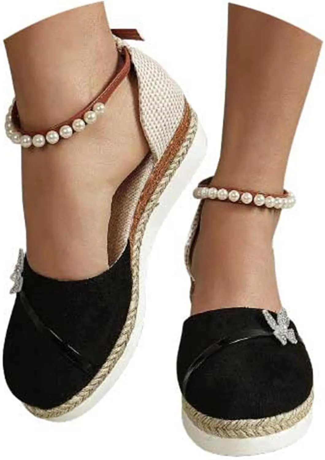 Sandals for Women Dressy Summer Ankle Strap Closed Toe Espadrille Wedge Sandals Dressy Platform Wedge Casual Shoes