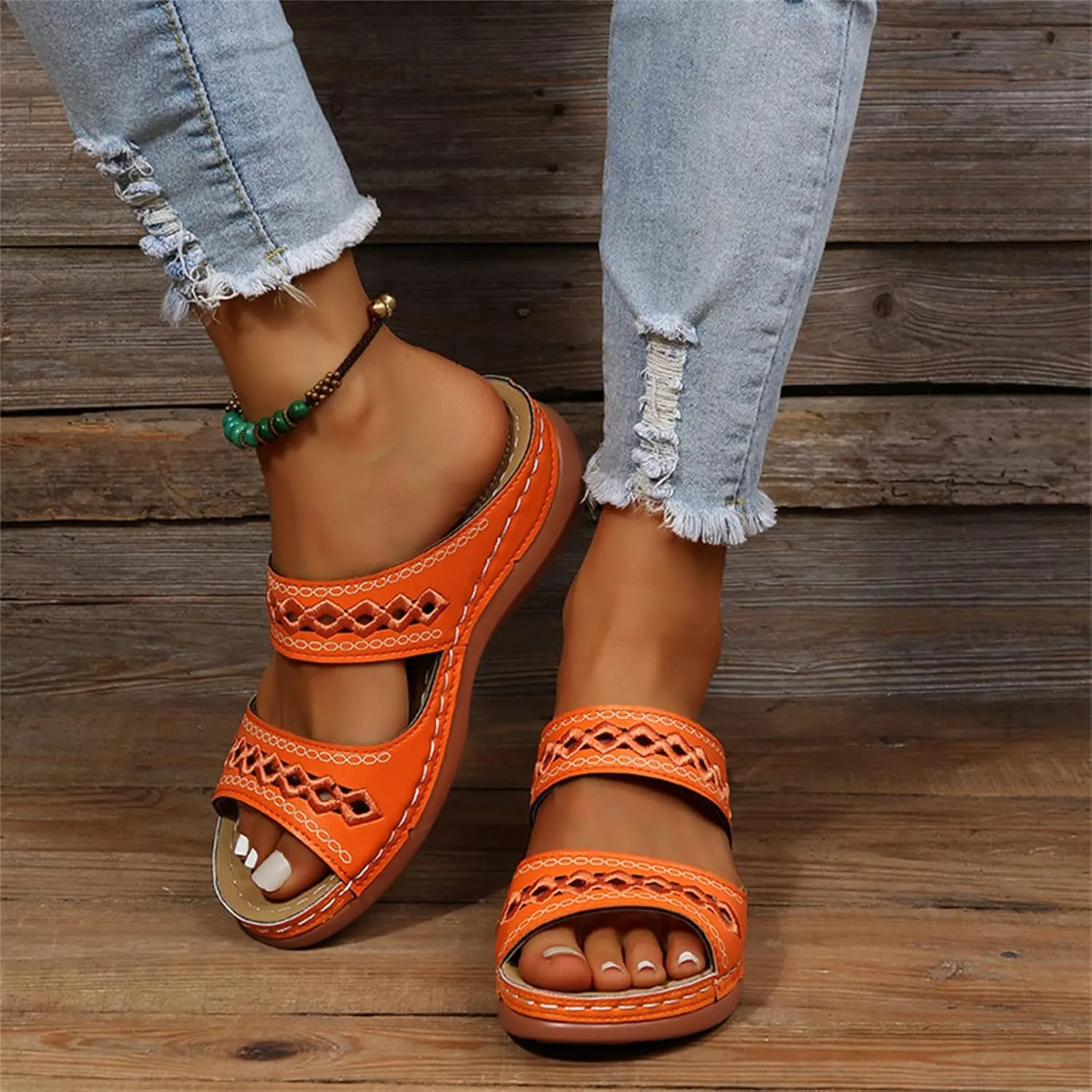Sandals Women Dressy Summer Flat Cute Casual Beach Shoes Orthotic Flips Flops Arch Support Orthopedic Slippers Slides