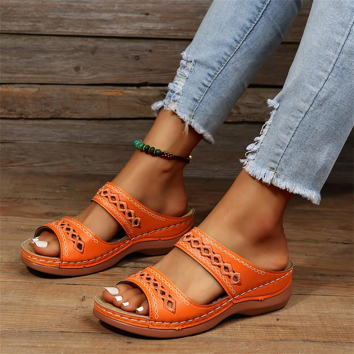 Sandals Women Dressy Summer Flat Cute Casual Beach Shoes Orthotic Flips Flops Arch Support Orthopedic Slippers Slides