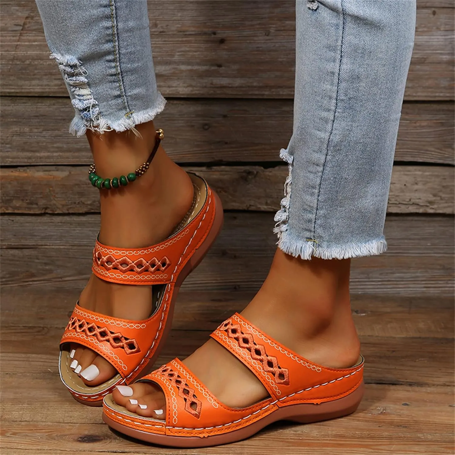Sandals Women Dressy Summer Flat Cute Casual Beach Shoes Orthotic Flips Flops Arch Support Orthopedic Slippers Slides
