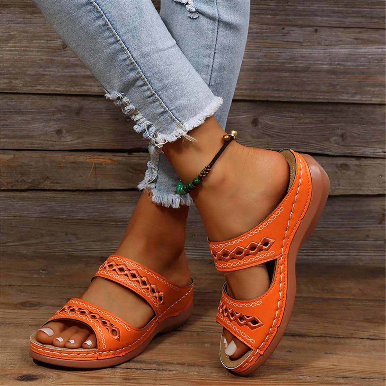 Sandals Women Dressy Summer Flat Cute Casual Beach Shoes Orthotic Flips Flops Arch Support Orthopedic Slippers Slides