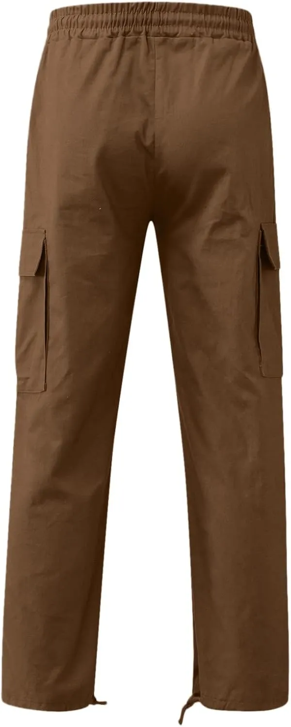 sdbrld Cargo Pants For Men Mens Casual Relaxed Fit Beach Pants Streetwear Baggy Trousers Cargo Pants with Zipper Pockets