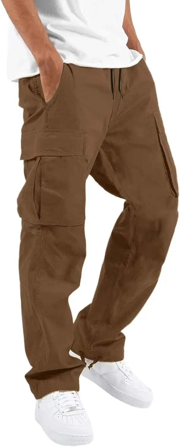 sdbrld Cargo Pants For Men Mens Casual Relaxed Fit Beach Pants Streetwear Baggy Trousers Cargo Pants with Zipper Pockets