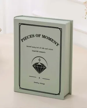 Secret Book Jewelry Organizer BoxHidden Travel Case for Necklaces & Rings,Plush Velvet Lining - Sleek Trick to Hide Treasures on Your Shelf! (Magic Book for Women & Bookworms!) (Pale green)