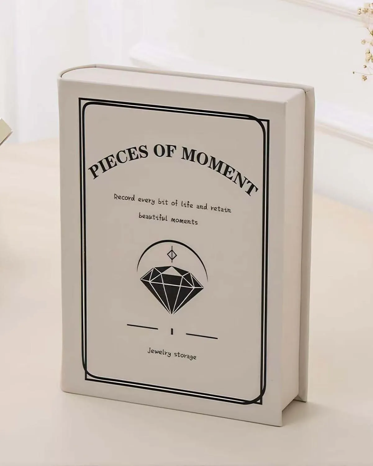 Secret Book Jewelry Organizer BoxHidden Travel Case for Necklaces & Rings,Plush Velvet Lining - Sleek Trick to Hide Treasures on Your Shelf! (Magic Book for Women & Bookworms!) (White)