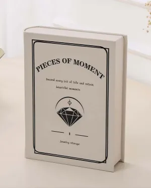 Secret Book Jewelry Organizer BoxHidden Travel Case for Necklaces & Rings,Plush Velvet Lining - Sleek Trick to Hide Treasures on Your Shelf! (Magic Book for Women & Bookworms!) (White)