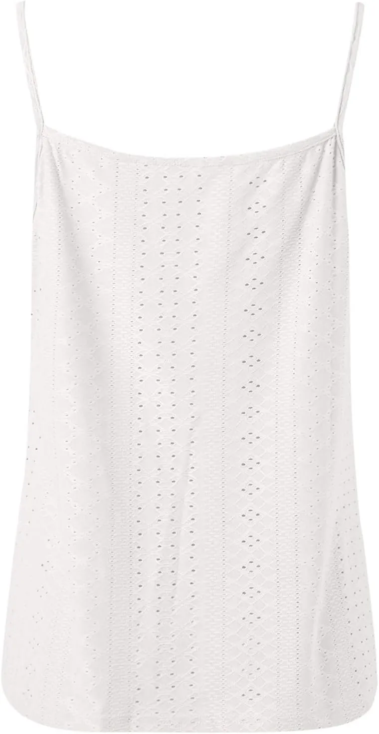 Sexy Lace Trim Tank Tops for Women Summer Chain Spaghetti Strap Shirt Fashion Hollow Out Crochet Sleeveless Camisole