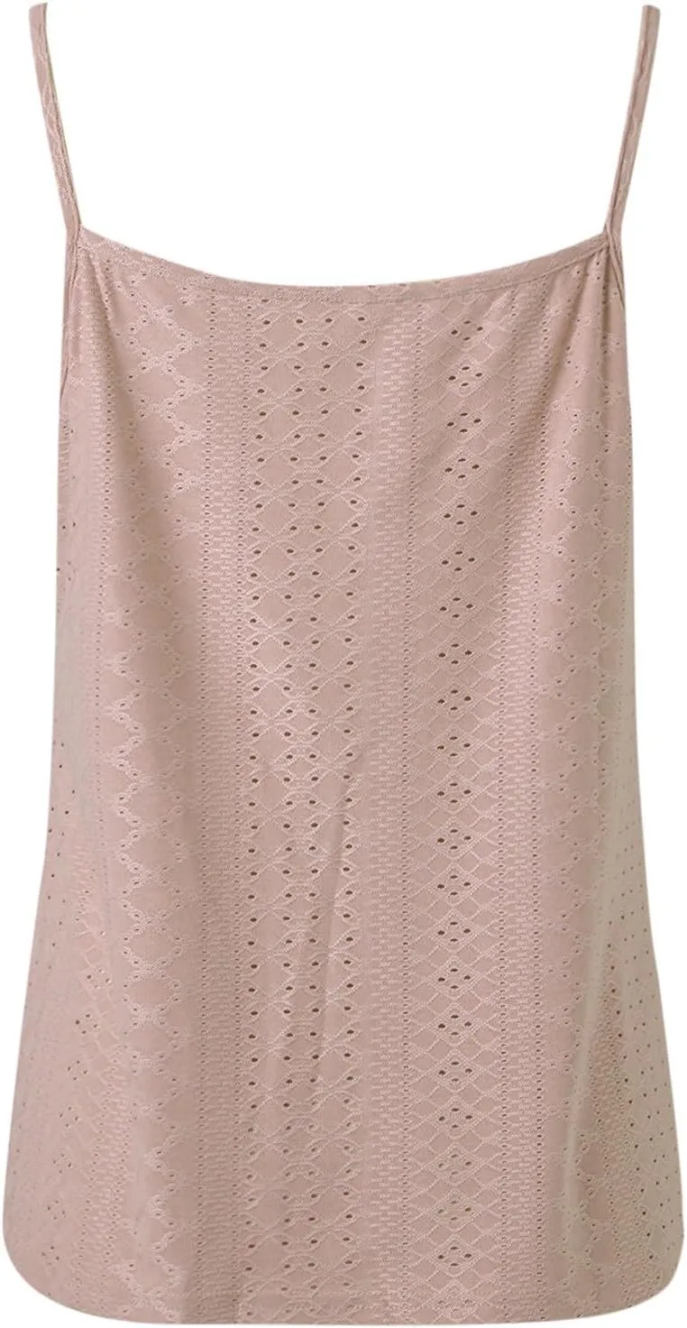 Sexy Lace Trim Tank Tops for Women Summer Chain Spaghetti Strap Shirt Fashion Hollow Out Crochet Sleeveless Camisole