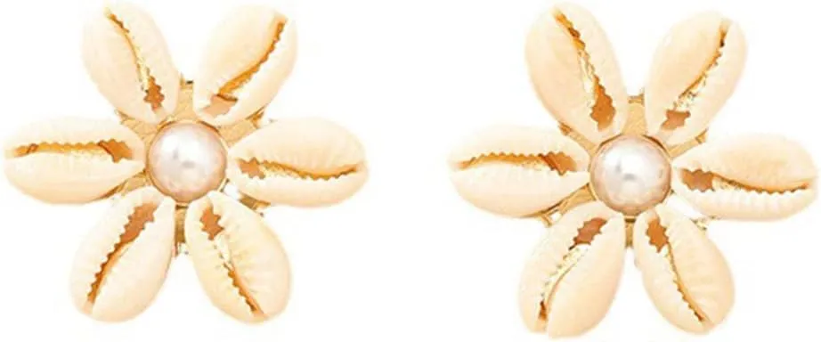 Shell Earrings for Women Beach Seashell Earrings Pearl Shell Flower Earrings Boho Shell Earrings Summer Holiday Jewelry Gifts
