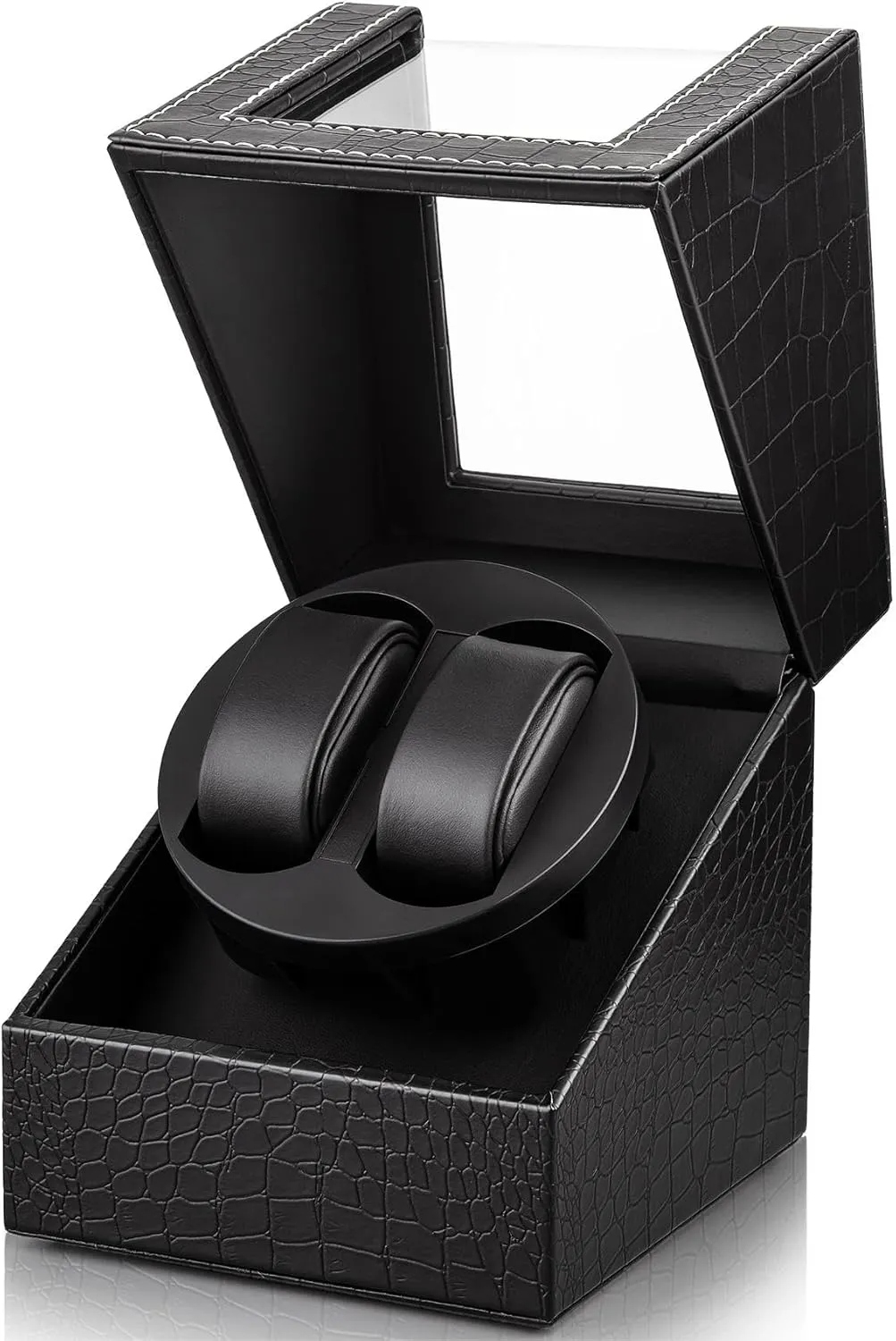 SHOWPIN Automatic Double Watch Winder: Watch Rotator for Automatic Watches, Rotating Watch Box with Super Quiet Motor, 2 Rotation Mode Setting and USB Powered