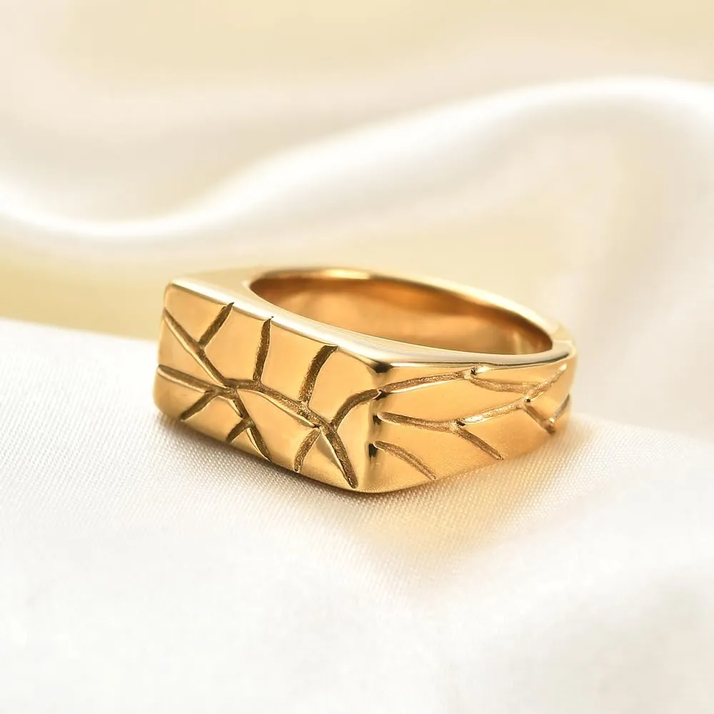 Signet Band Rings for Men Women Stainless Steel Band Rings Round/Square/Ellipse Shape Classical Simple Plain Size 6-12 