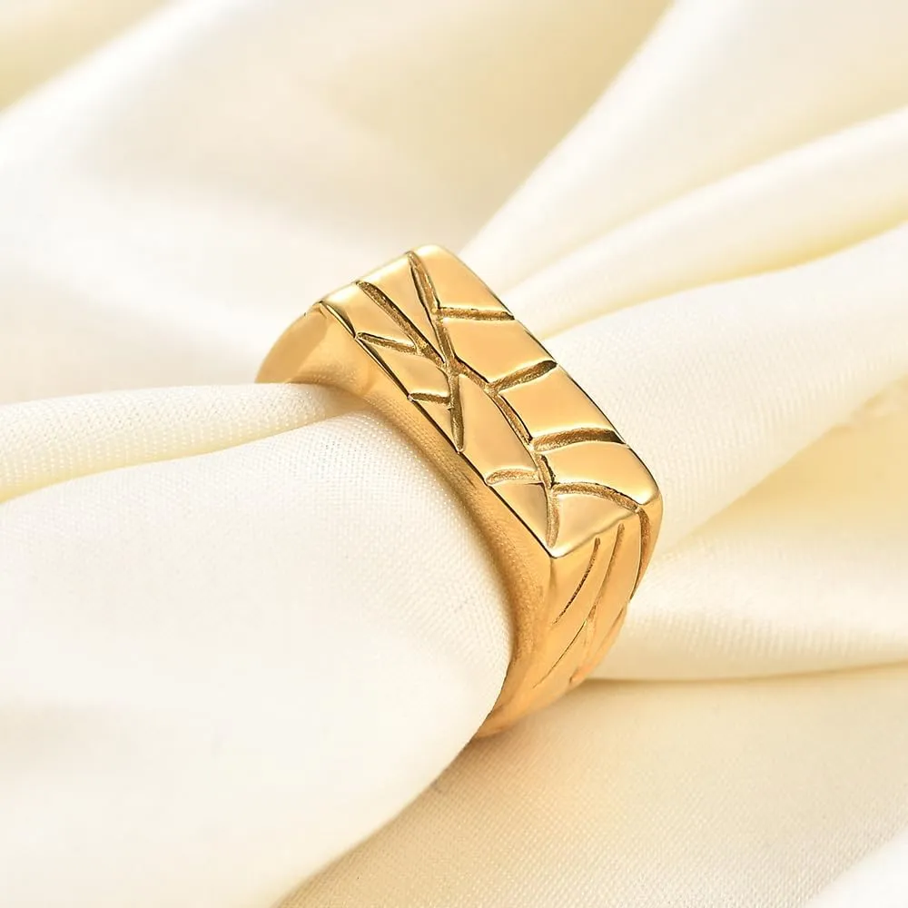 Signet Band Rings for Men Women Stainless Steel Band Rings Round/Square/Ellipse Shape Classical Simple Plain Size 6-12 