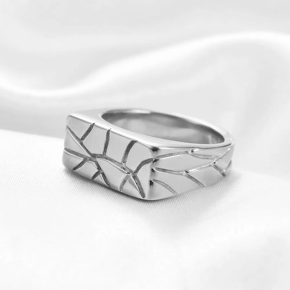 Signet Band Rings for Men Women Stainless Steel Band Rings Round/Square/Ellipse Shape Classical Simple Plain Size 6-12 