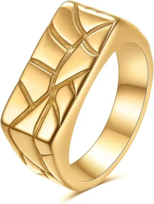 Signet Band Rings for Men Women Stainless Steel Band Rings Round/Square/Ellipse Shape Classical Simple Plain Size 6-12 