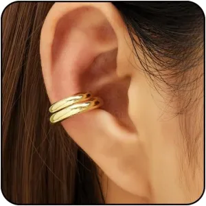Silver Ear Cuffs for Women Non Piercing Cubic Zirconia Sparkling Huggie Ear Cuff Earrings Gold Cuff Fake Earrings Cartilage Earrings