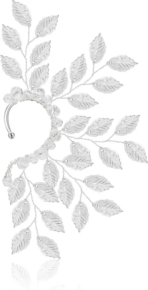 Silver Leaves Elf Ear Cuff Fairy Single Left Handmade Non Piercing Earring for Women