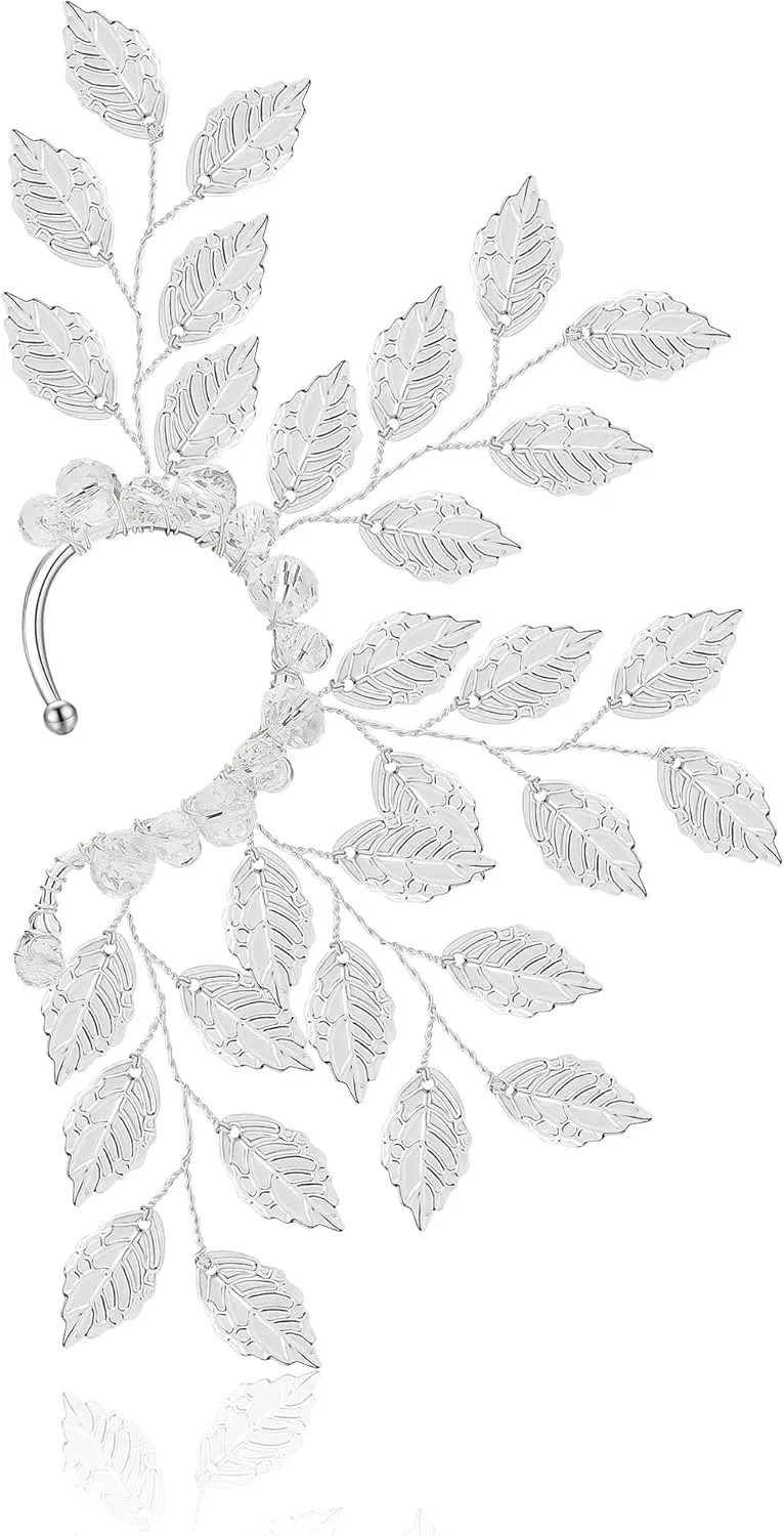 Silver Leaves Elf Ear Cuff Fairy Single Left Handmade Non Piercing Earring for Women