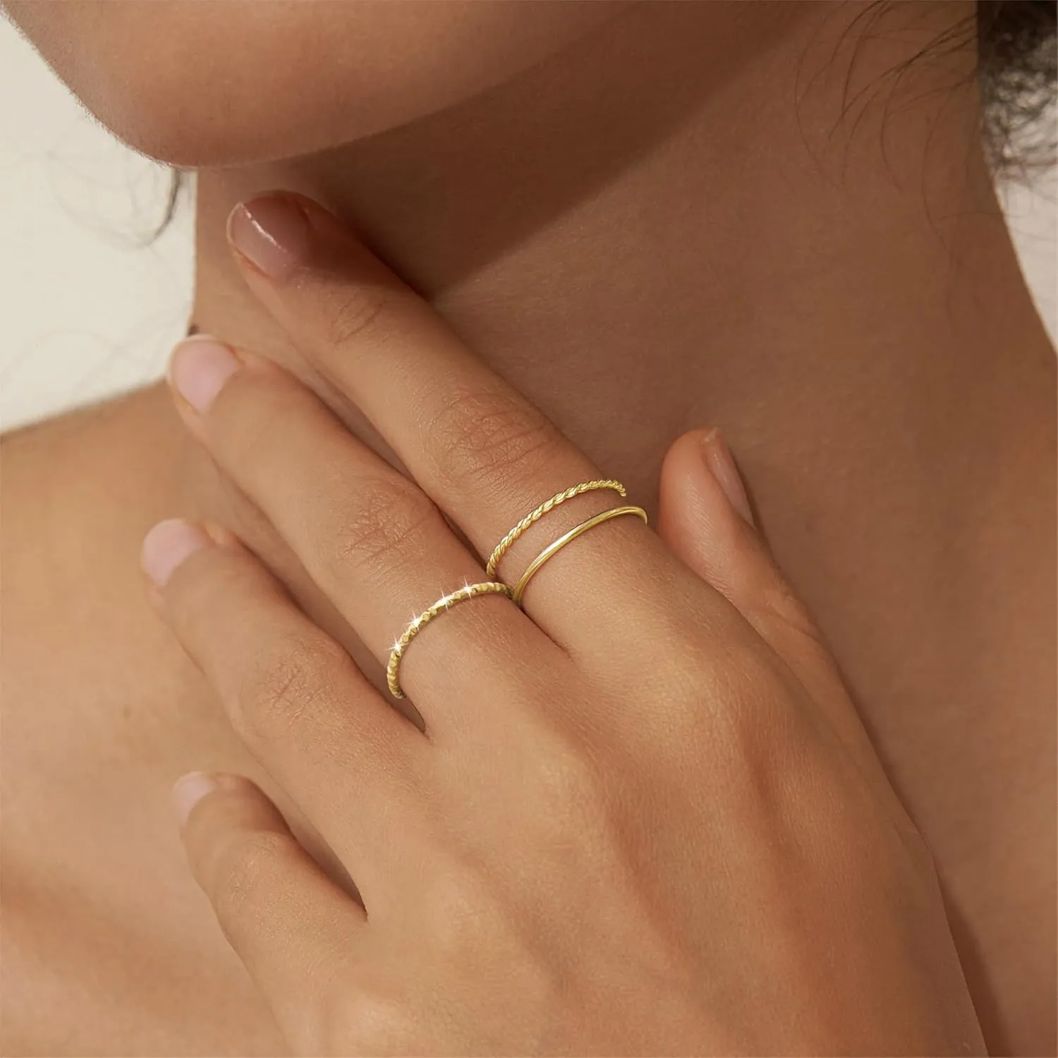 Silver Rings for Women Non Tarnish, Gold Wedding Bands for Men, Stainless Steel Chunky Knuckle Pinky Ring Set for Jewelry Gift Size 5-13