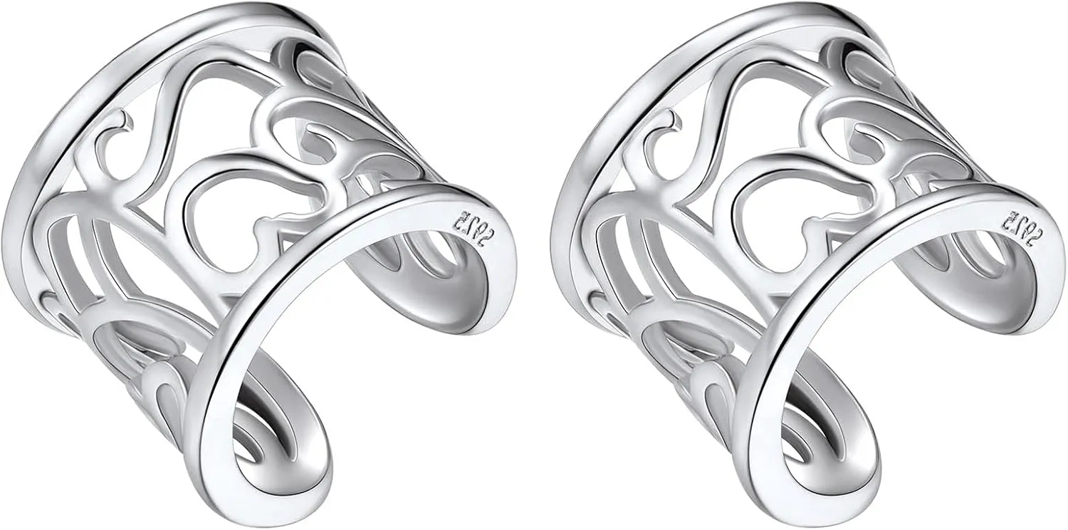 SILVERCUTE 925 Ear Cuffs Non Piercing Cartilage -Clip on Earrings for Men Women, Sterling Silver Dinosaur/Devil Horn/Leaf/Snake/Skeleton Various Stud Earrings or Cuff Conch Earrings