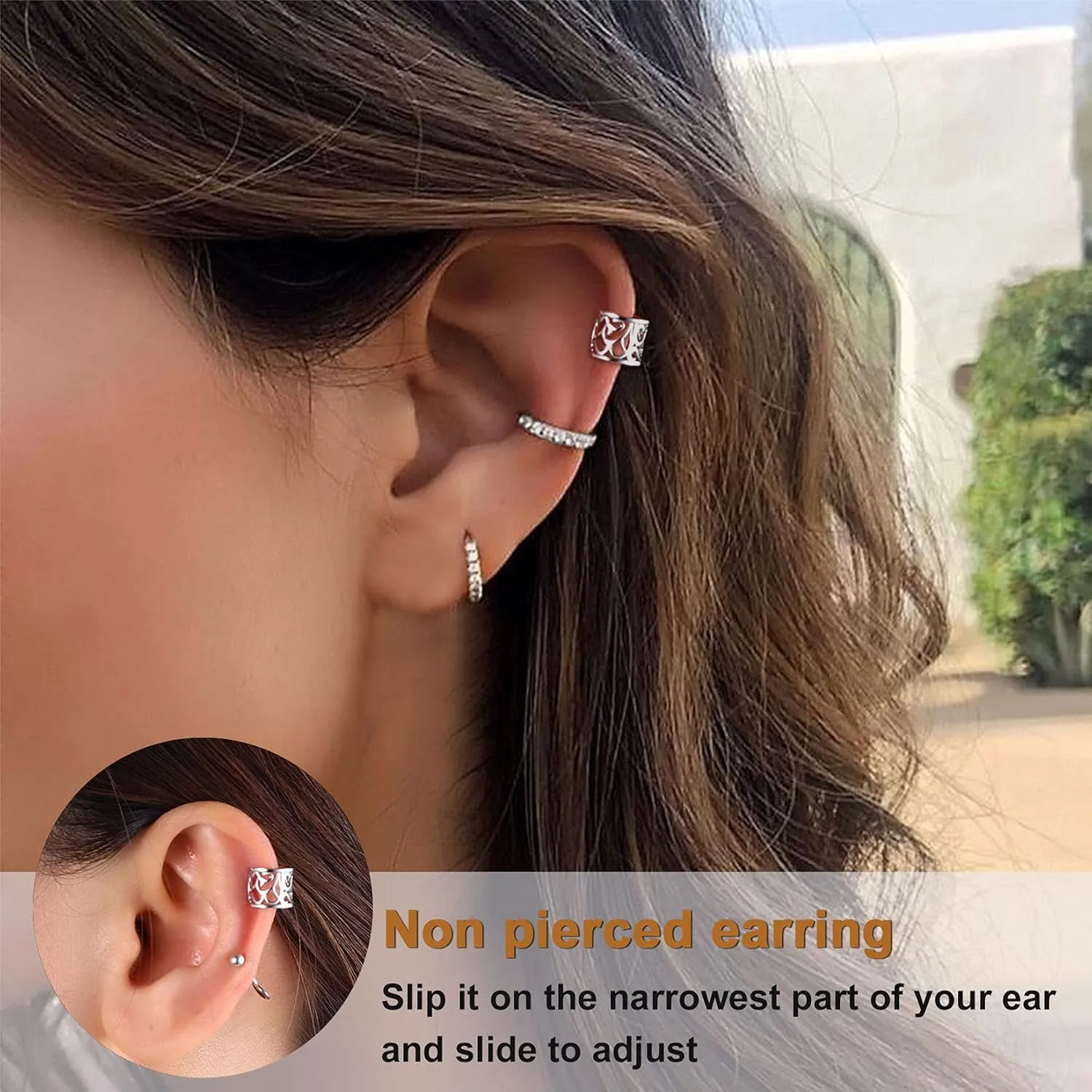 SILVERCUTE 925 Ear Cuffs Non Piercing Cartilage -Clip on Earrings for Men Women, Sterling Silver Dinosaur/Devil Horn/Leaf/Snake/Skeleton Various Stud Earrings or Cuff Conch Earrings