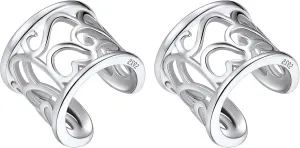 SILVERCUTE 925 Ear Cuffs Non Piercing Cartilage -Clip on Earrings for Men Women, Sterling Silver Dinosaur/Devil Horn/Leaf/Snake/Skeleton Various Stud Earrings or Cuff Conch Earrings