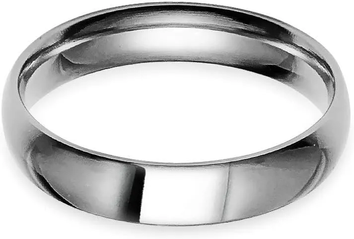 SILVERLINE JEWELRY 4mm High Polished Silver/Yellow Gold/Rose Gold/Black/Blue Tone Stainless Steel Ring for Men Women Wedding Bands Mirror Polished Comfort Fit Size 5-14
