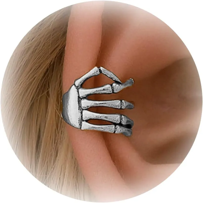 Skeleton Hand Ear Cuffs Halloween Skeleton Earrings Skeleton Hand Ear Cuffs for Women Non Piercing Halloween Clip on Earrings