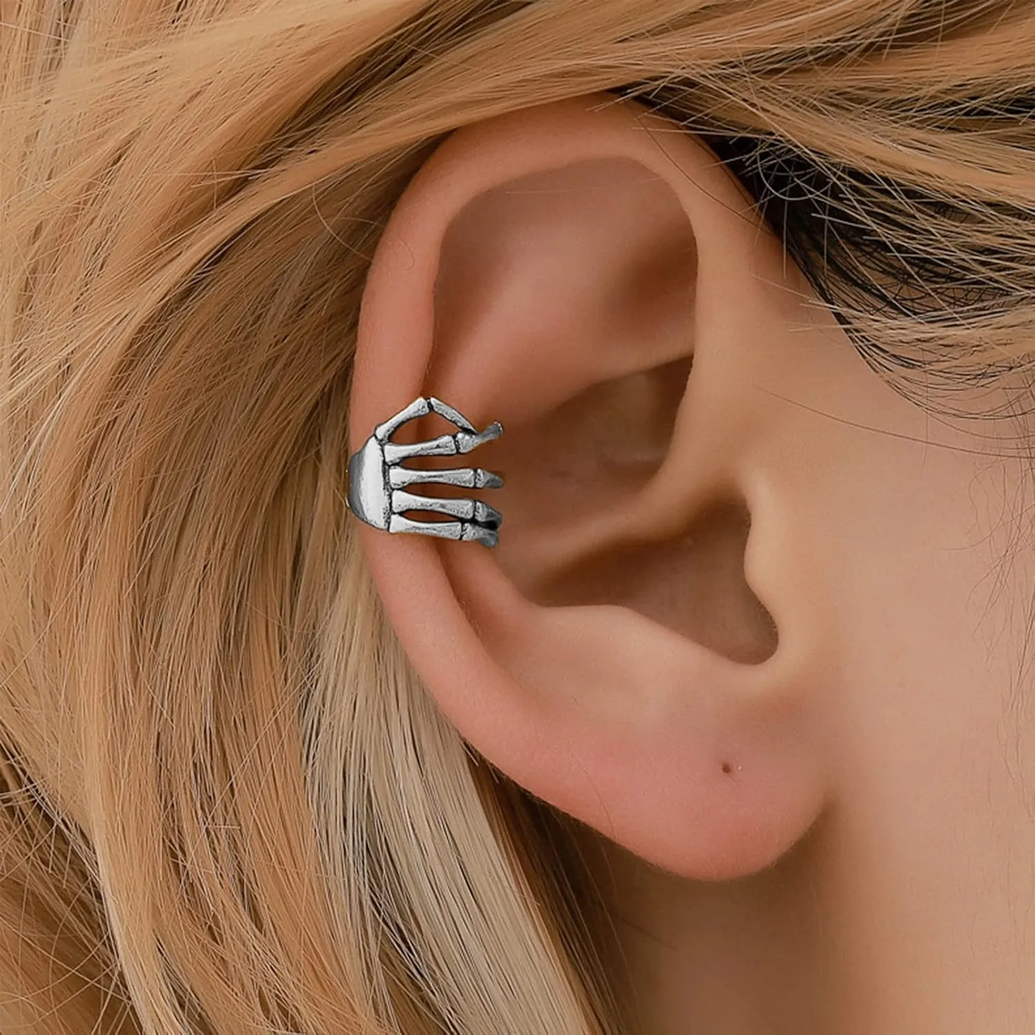 Skeleton Hand Ear Cuffs Halloween Skeleton Earrings Skeleton Hand Ear Cuffs for Women Non Piercing Halloween Clip on Earrings
