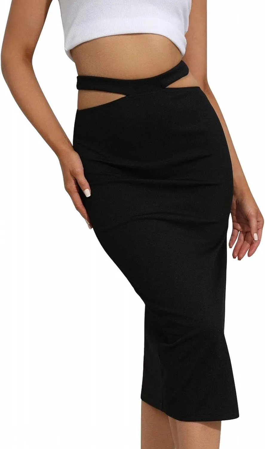 Skirts for Women Trendy Women Bodycon Skirt, Solid Color Skirts Casual Fashion Skirts Pencil Midi Skirt for Party