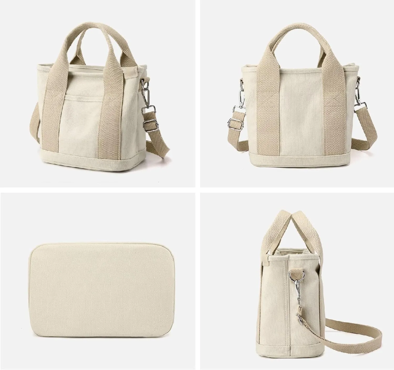 Small Tote Bag with Zipper Canvas Tote Bags Crossbody Bag with Compartments Shoulder Bag Satchel Hobo Bag Messenger Bag