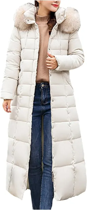 SMIDOW Womens Fashion Hooded Coat 2023 Quilted Long Puffer Jackets Waterproof Warm Winter Maxi Length Parka Coats