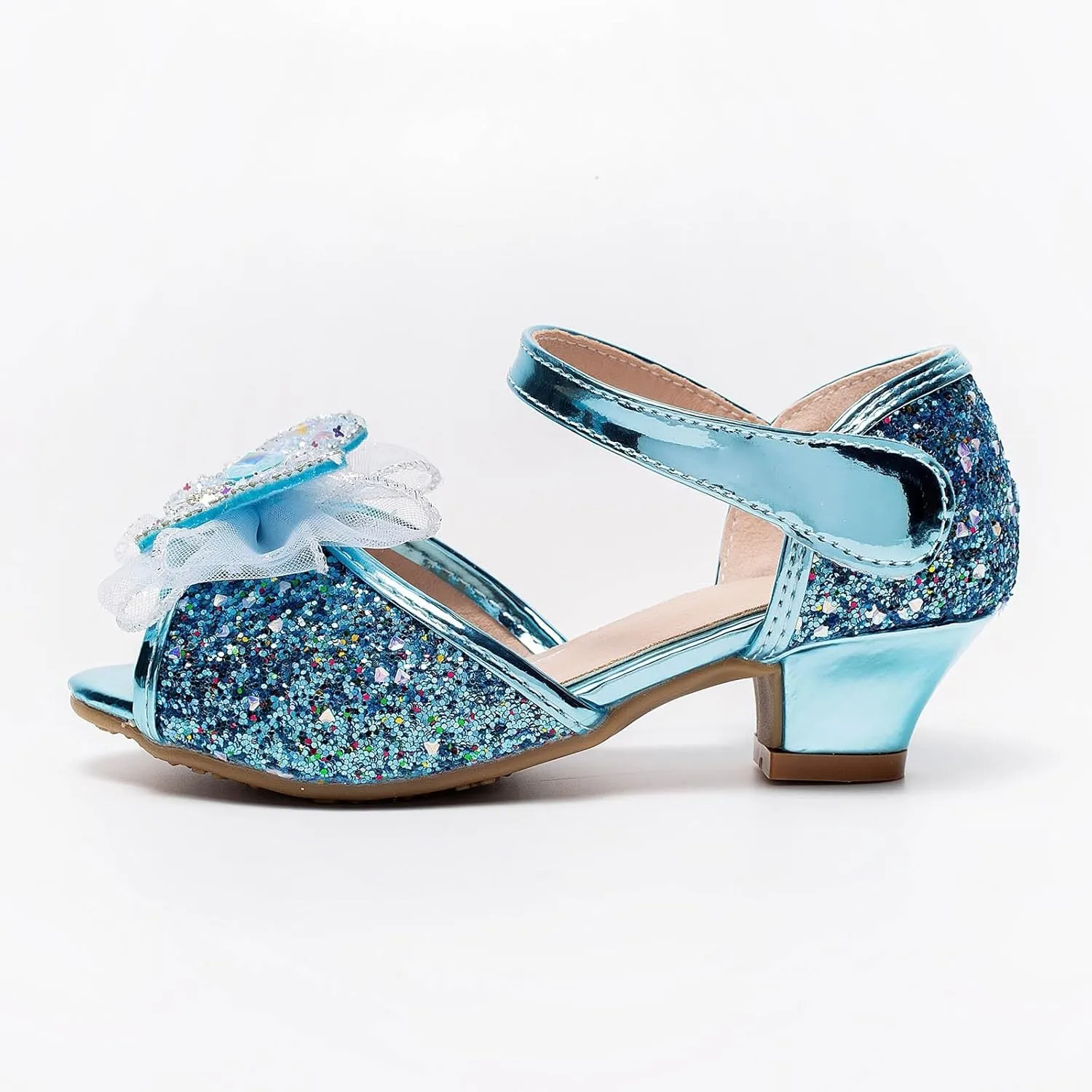 Soft Rubber Princess Flat Shoes Little Girl Performance Sequin Dress High Heels Children's Fish Mouth Hollow Sandals Summer Non Slip Cork Glitter Toddler Slippers