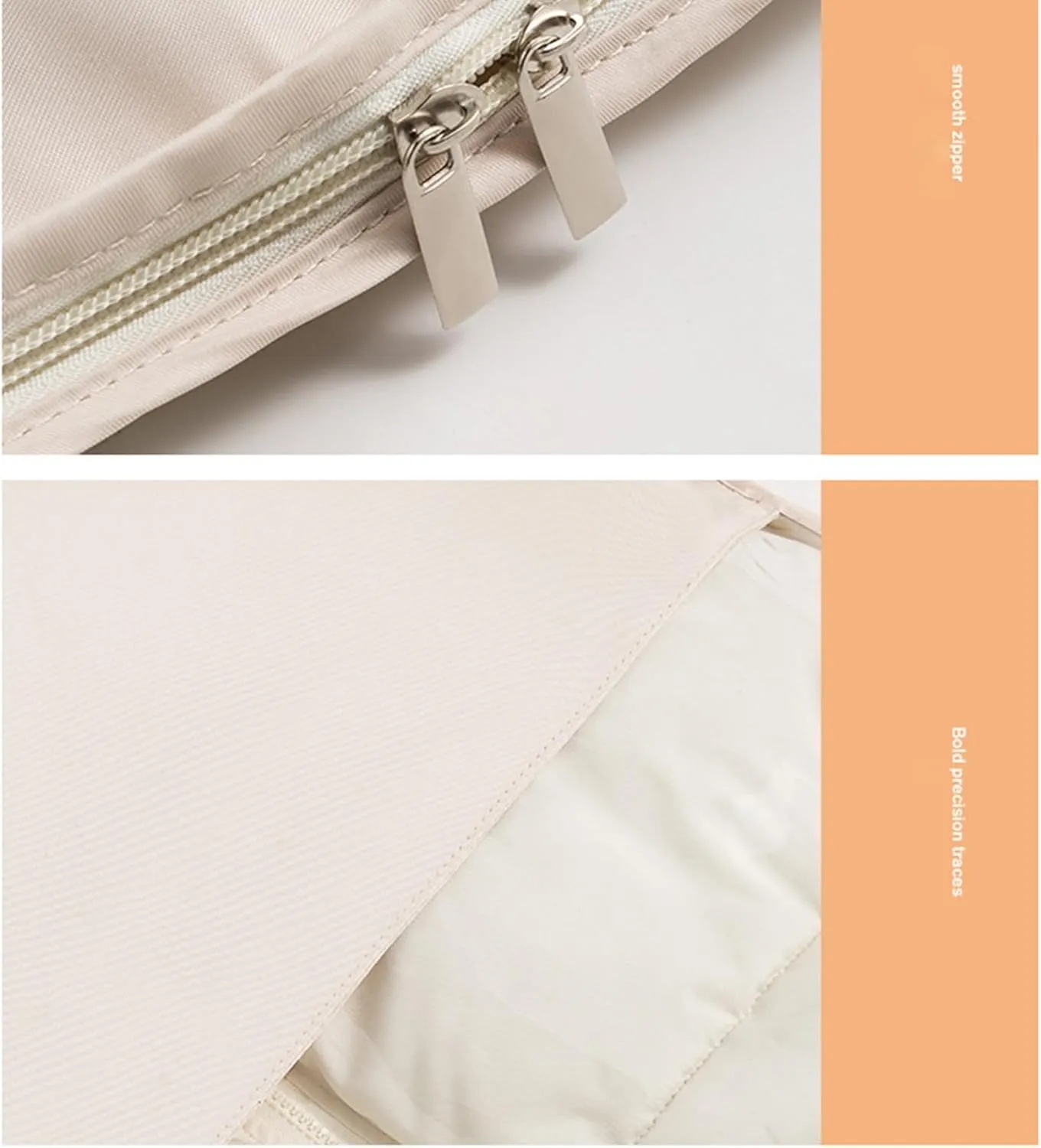 Space Saving Hanging Garment Bag with Self Compression Zipper, 2025 New Space Saving Hanging Protector for Down Coat, Down Coat Compression Dust Cover for Closet Storage (Beige, Large)