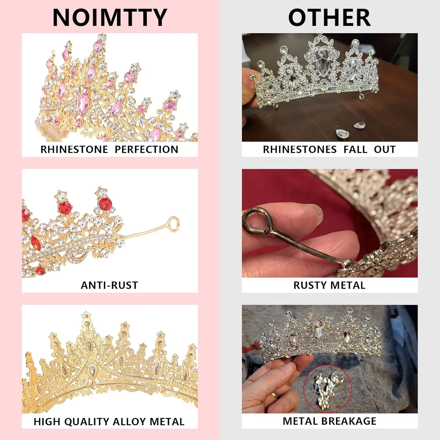 Sparkling Crystal Tiaras & Crowns for Women & Girls - Rhinestone Bridal Wedding Headpiece, Princess Birthday Party Hair Accessories