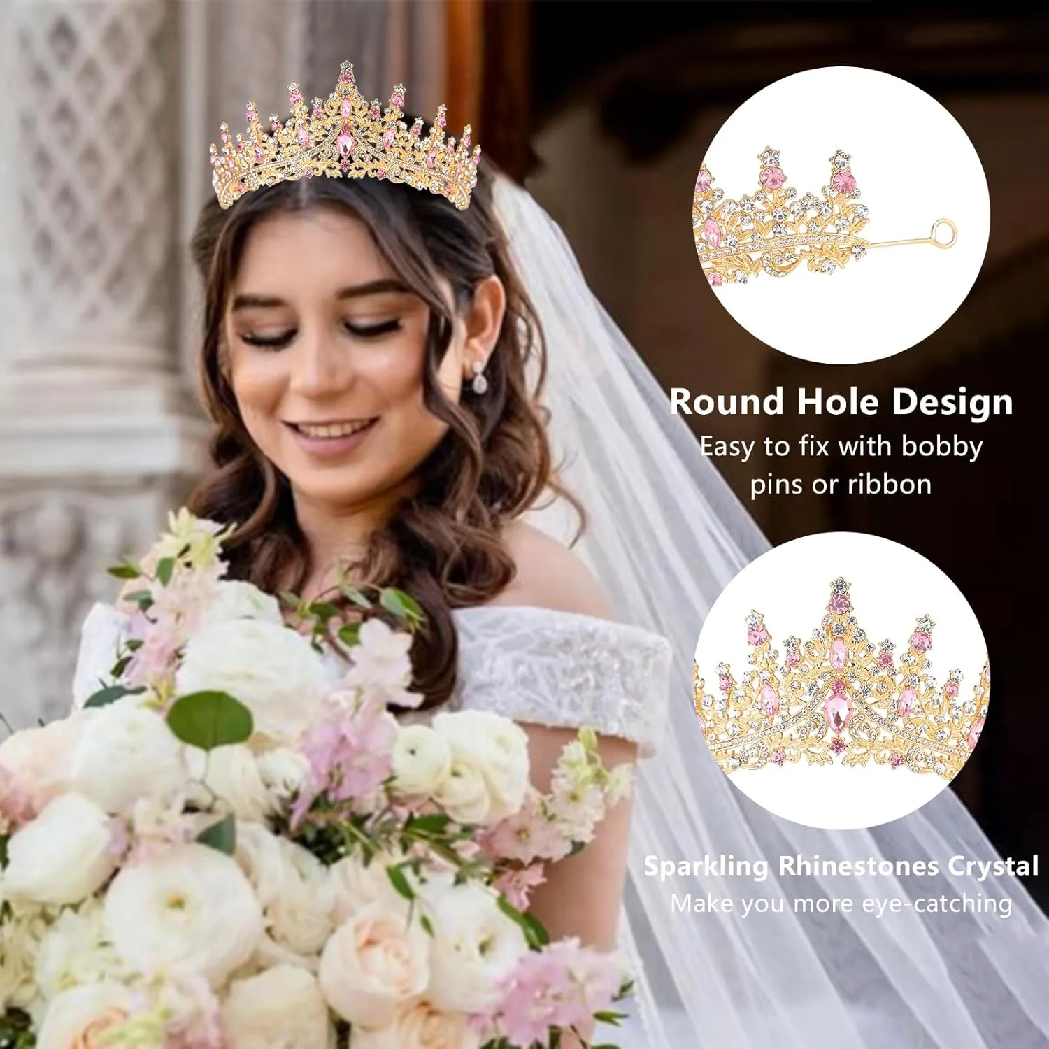 Sparkling Crystal Tiaras & Crowns for Women & Girls - Rhinestone Bridal Wedding Headpiece, Princess Birthday Party Hair Accessories