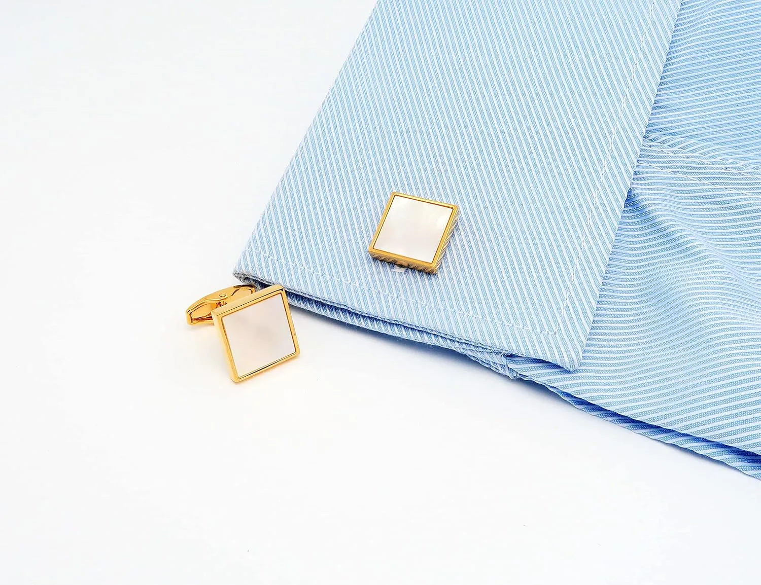 Square Mother of Pearl Men Cufflinks and Tie Clip Set Handmade Silver Gold Men Tie Clip Cufflinks Tie Pin for Wedding Business Shirt Necktie