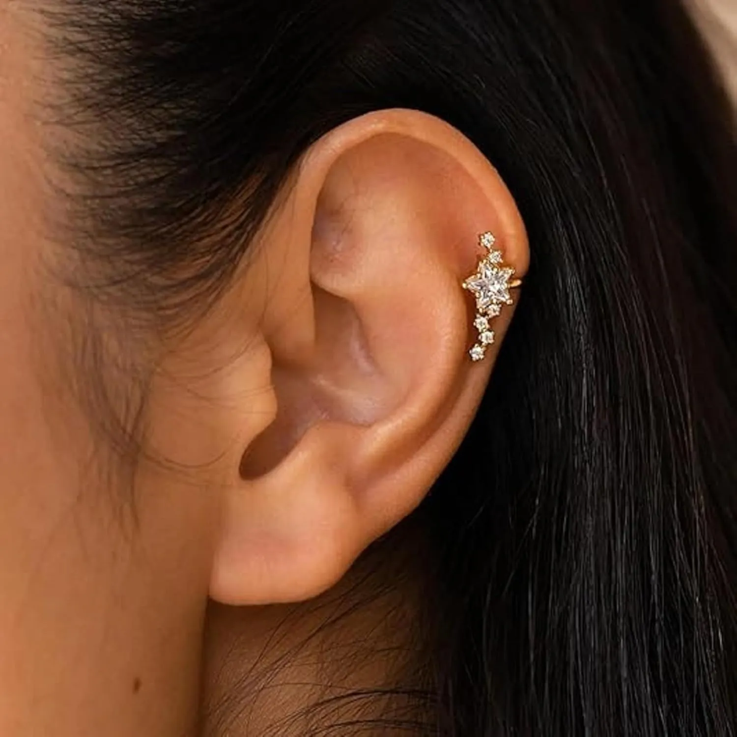 Star Ear Cuff Earrings for Women Cubic Zircon Star Ear Cuff Non Piercing Ear Cuffs Gold Silver Dainty Star Ear Cuff Festival Jewelry Accessories
