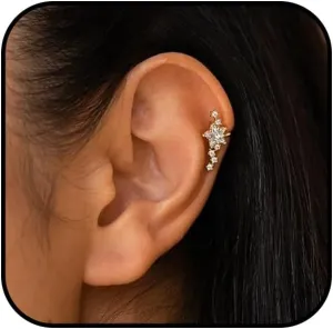 Star Ear Cuff Earrings for Women Cubic Zircon Star Ear Cuff Non Piercing Ear Cuffs Gold Silver Dainty Star Ear Cuff Festival Jewelry Accessories