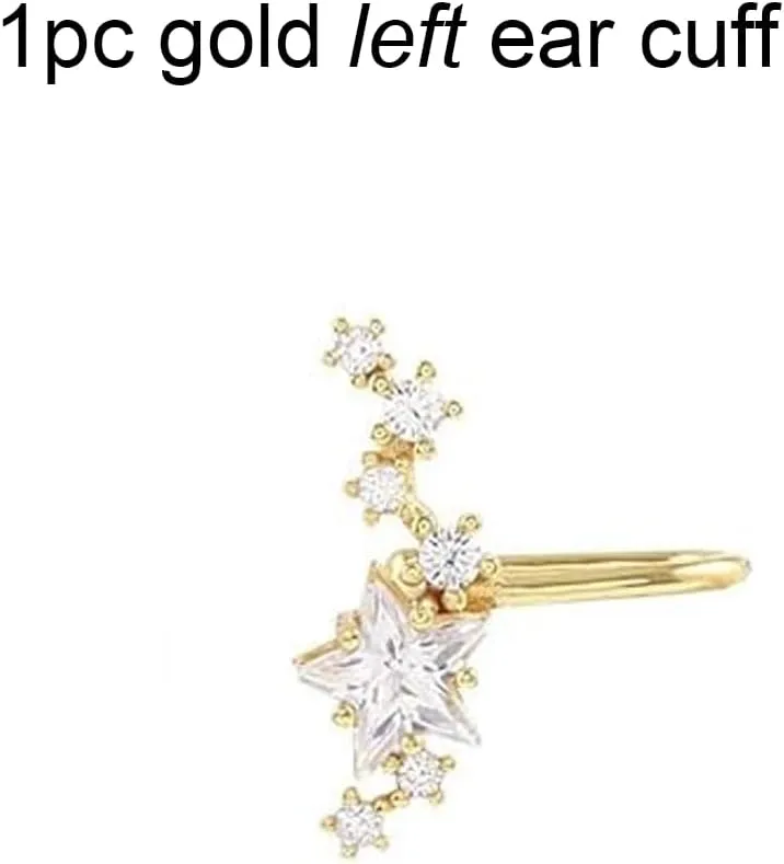 Star Ear Cuff Earrings for Women Cubic Zircon Star Ear Cuff Non Piercing Ear Cuffs Gold Silver Dainty Star Ear Cuff Festival Jewelry Accessories