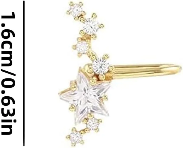 Star Ear Cuff Earrings for Women Cubic Zircon Star Ear Cuff Non Piercing Ear Cuffs Gold Silver Dainty Star Ear Cuff Festival Jewelry Accessories