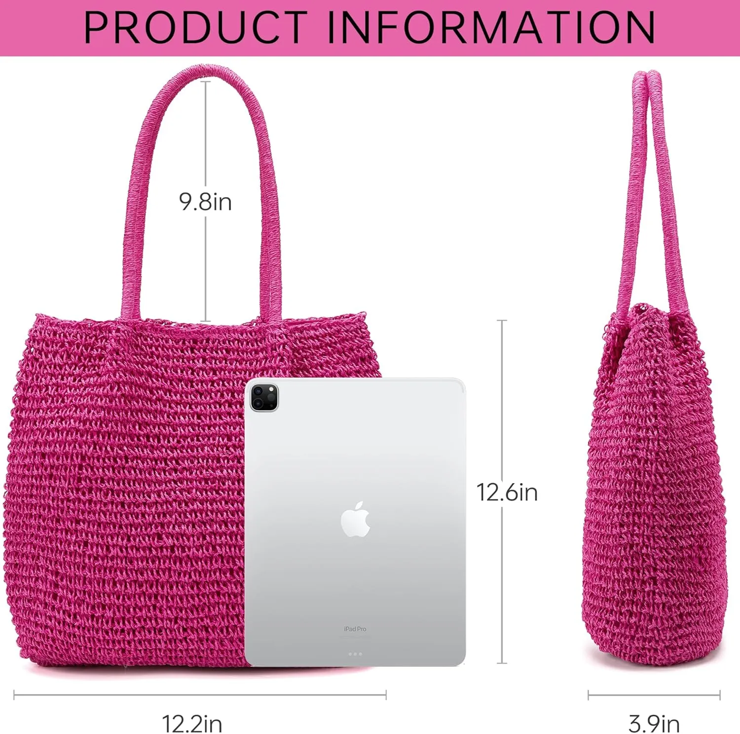 Straw Beach Tote Bag for Women Weekender Shoulder Extra Large Raffia Bag Straw Purses